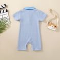 thumbnail image 4 of Sopiago Baby Boy Polo Romper Short Sleeve Stripe Print Baby Boy Bodysuit Jumpsuit Collared Onesies One-Piece Outfit (Blue,18-24 Months), 4 of 7