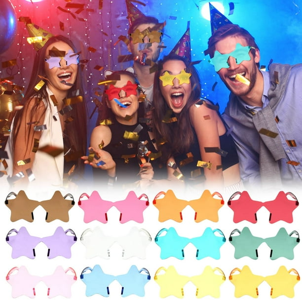 Gafas de sol en forma de estrella para mujeres hombres | Gafas de fiesta UV400 tintadas sin montura | 12 Colores de caramelos | Marco ligero rectangular | Bodas, baile, Halloween, despedidas de
