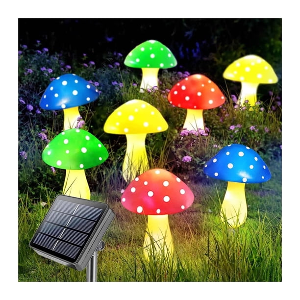 Lámpara de jardín con forma de seta, luz impermeable IP65 for exteriores, guirnaldas de luces, camino de jardín, decoración navideña