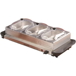Brentwood 180-Watt 4.5-Qt. 3-Pan Buffet Server and Warming Tray, Silver