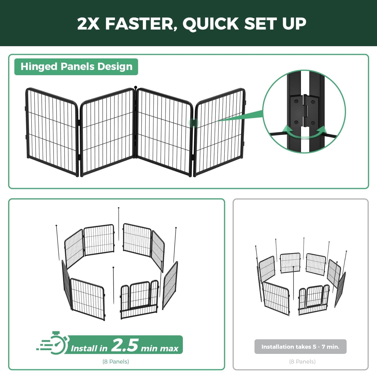 FXW Instant Dog Playpen, Portable Pet Fence for Outdoor, RV Trips, and Camping, 40inch, 16 Panels for Medium and Large Dogs│Patented