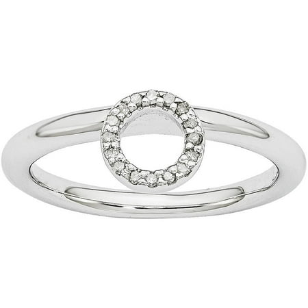 Stackable Expressions Halo Diamond Sterling Silver Rhodium Ring
