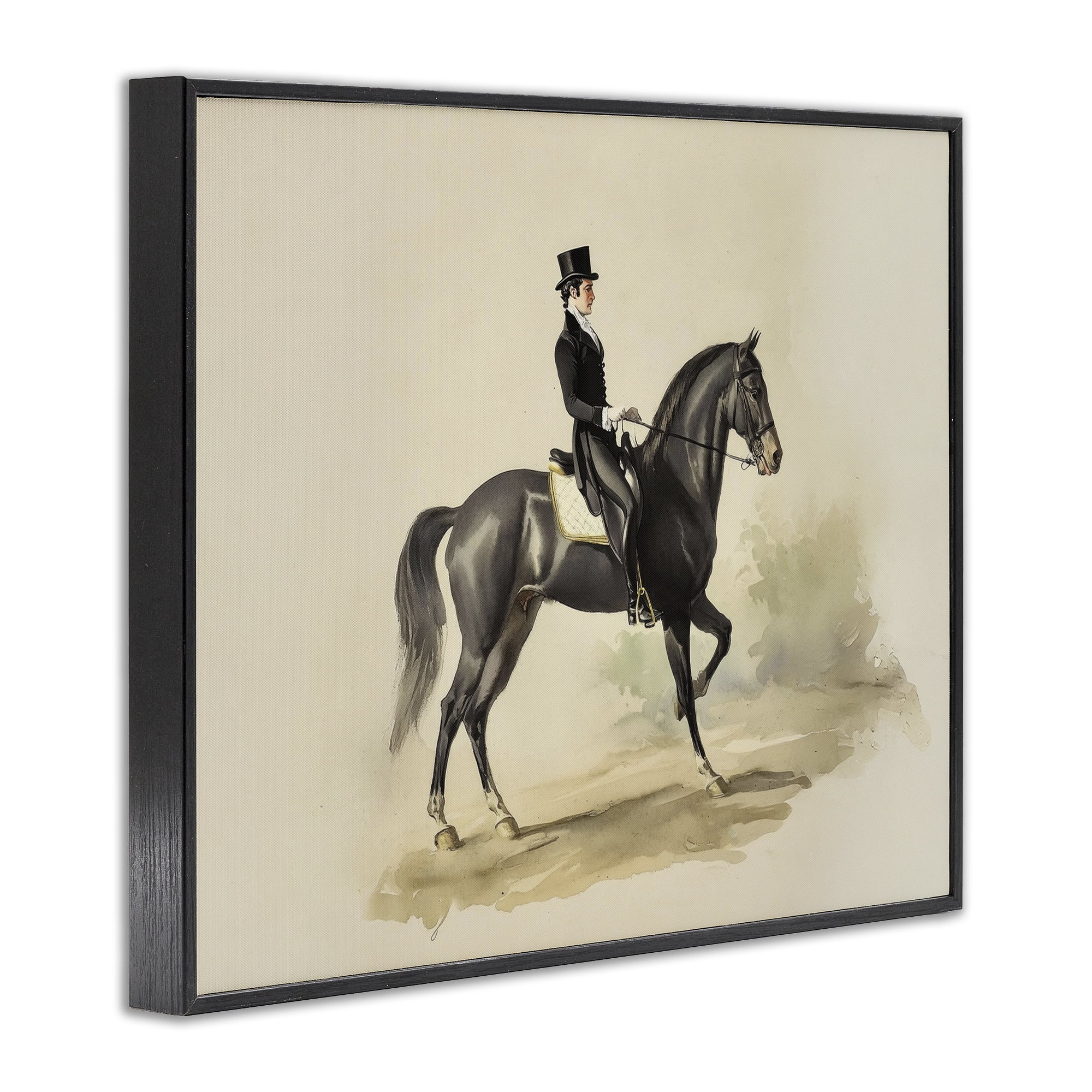 Stupell Industries Gentleman On A Horse Black Framed Giclee Art, design by Sisi and Seb