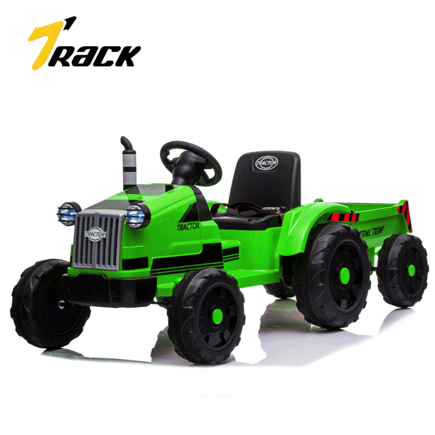 Track 7 12V Ride On Tractor with Trailer,6Wheel Electric Truck for