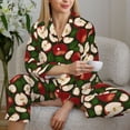 thumbnail image 6 of Salouo Red Fruit Pattern Women's Pajamas Set Long Sleeve Button Down Sleepwear Soft Pj Lounge Sets for women 2 Piece Pjs Set with Long Pants-Small, 6 of 7