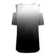 thumbnail image 4 of Tshirts Women Trendy Women's Summer Fashion Casual Gradient Printed Strapless V-Neck Short Sleeve T-Shirt Top, 4 of 6