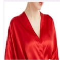 thumbnail image 4 of LYMAYTER Women's ‌Lace Trim Kimono‌ Rhinestones Short Sleeve for S-2XL Silky Satin Bridal Party Robe, 4 of 7