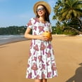 thumbnail image 4 of Rateoe Purple Mushroom Pattern Women’s Short Sleeve Dress – Casual Elegant Summer A-Line Dress for Everyday Wear, 4 of 6