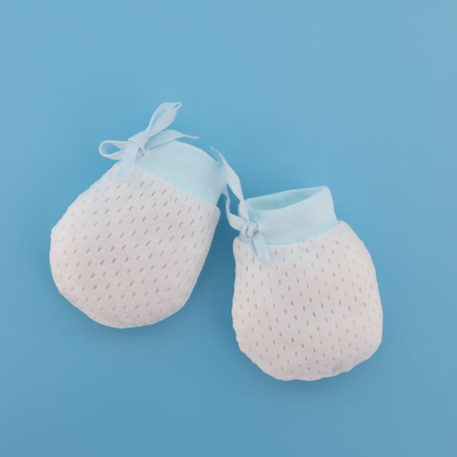 Guantes pequeños de malla antiarañazos para bebé, de verano, finos, transpirables, frescos, elásticos, con cordón y ajustables