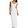 thumbnail image 5 of Wweixi Robe Femme Couleur Unie Long Gilet Sans Manches Aguichant Coupe Ajustée Maxi Robe, Blanc, TTG, 5 of 5