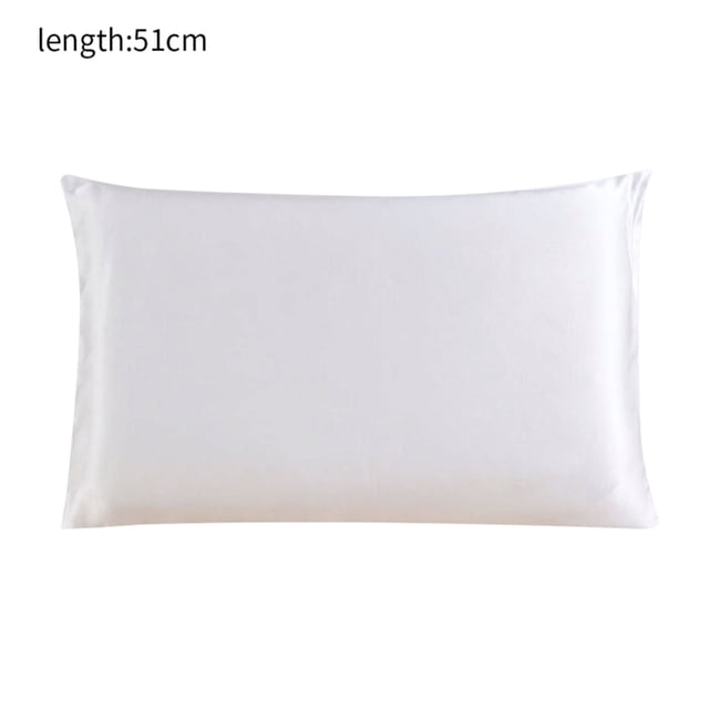 Funda de almohada de seda de morera Funda de almohada transpirable de 2 lados Funda de almohada de color sólido para la piel del cabello, Blanco, 51x36cm kenally HA003379-06