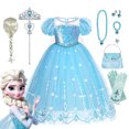 thumbnail image 2 of Elsa Costume Girls Frozen Dress Snow Queen Cosplay Halloween Birthday Party Elegant Toddler Kids Dress Up Carnival Clothes 2-8Y, 2 of 5
