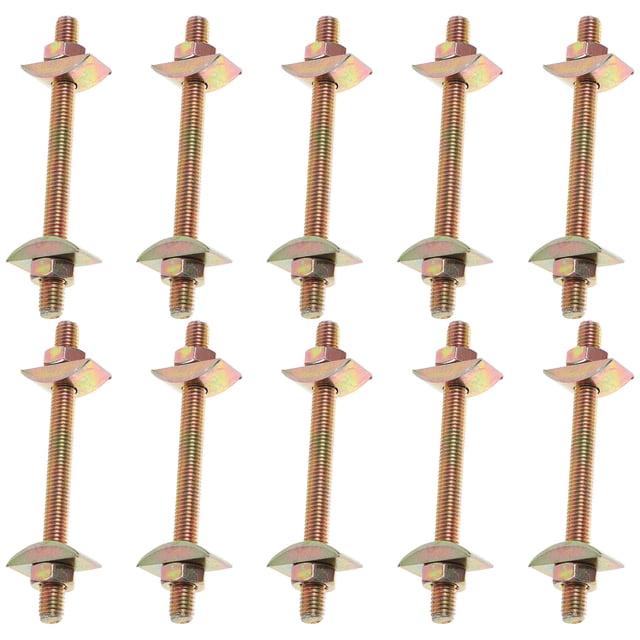 HOOWIFFY 10Pcs Countertop Joint Connectors Golden Iron Furniture Assembly Bolts for Table Top Installation
