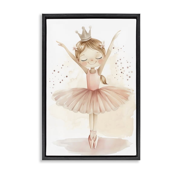 Stupell Industries Eclectic Crowned Ballerina with Flowers Black Floating Frame Canvas Art, 17 x 25, by Creative Studio