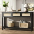 thumbnail image 3 of ELYKEN 51.2" Black Console Tables for Entryway, Rattan Entryway Table with 3 Drawer & Shelf, Narrow Long Sofa Table for Behind Couch Hallway, Entrance Entry Living Room, 3 of 17