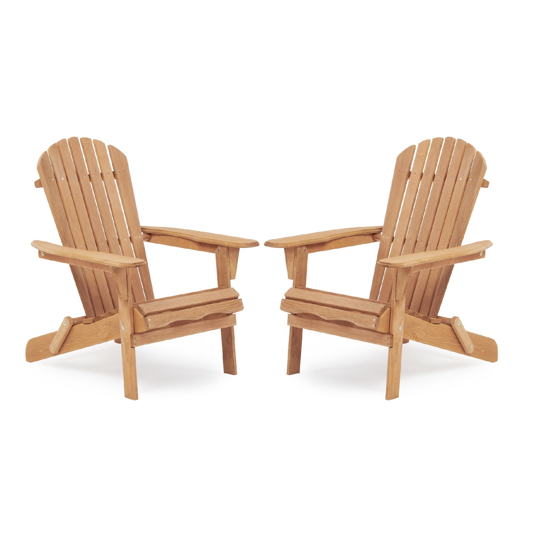 ZZZQ Solid Wooden Folding Adirondack Chair for Garden, Backyard, Set of 2, Light Brown