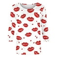thumbnail image 3 of Guluxicc Valentine's Day Shirts for Women Casual Crewneck 3/4 Length Sleeve T Shirts Fashion Cute Graphic Print Pullover Tops, White, S, 3 of 4