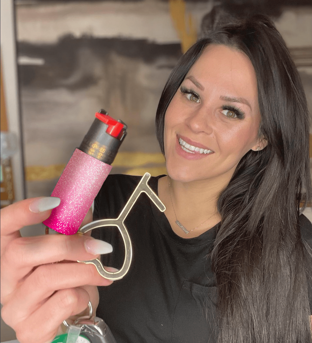 (3 pack) BLINGSTING Essentials Compact Pepper Spray with Key Ring,  Pink Ombre, .5 oz, 1 Count, 1 in x 1 in x 3 in