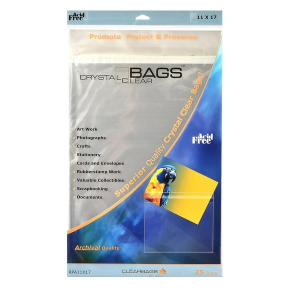 Clearbags Crystal Clear Photography And Art Bags 11 In. X 17 In. Pack Of 25 [Pack Of 2]