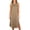 Khaki, variant on Dvprdro Womens Summer Sleepwear Dress Crewneck Sleeveless Side Slit Loose Fit Solid Midi