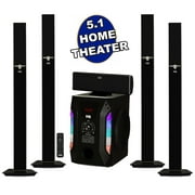 Acoustic Audio AAT1003 Bluetooth Tower 5.1 Home Theater Speaker System with 8" Powered Subwoofer