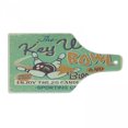 thumbnail image 1 of Vintage Cutting Board, Retro Bowling Game Night with Abstract Background Words Image, Decorative Tempered Glass Cutting and Serving Board, Wine Bottle Shape, Fern Green Burgundy, by Ambesonne, 1 of 1
