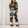 thumbnail image 2 of Xecao Pineapple With Black Glasses Print Women Pajamas Set Soft Sleepwear Pjs long Sleeve Button Down Nightwear with Long Pants, 2 of 6