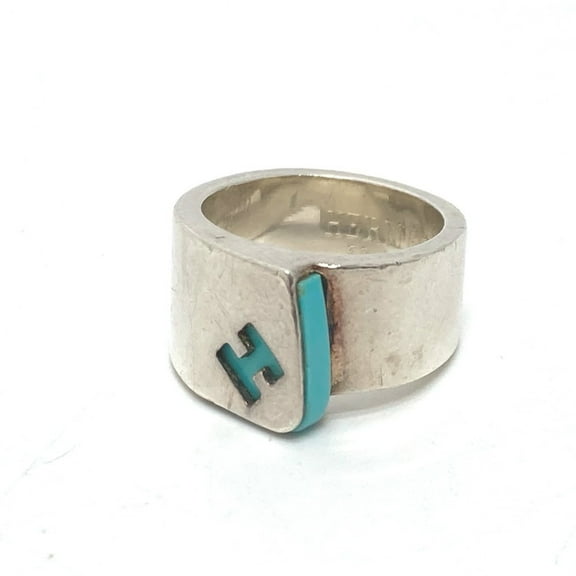 Pre-Owned HERMES H Logo Candy Ring, SV925, Women's Silver, Size 9