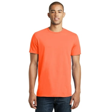 Neon Orange Dry Fit Tshirt Tee Mens Adult Short Sleeve Plain Blank Crew ...