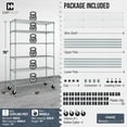 thumbnail image 2 of CAPHAUS NSF Heavy Duty Commercial Adjustable Wire Shelving w/ Wheels & Leveling Feet, Kitchen Storage Metal Shelf, Garage Storage Shelving, Utility Wire Rack Storage Unit, Silver 48 x 18 x 76 6-Tier, 2 of 8