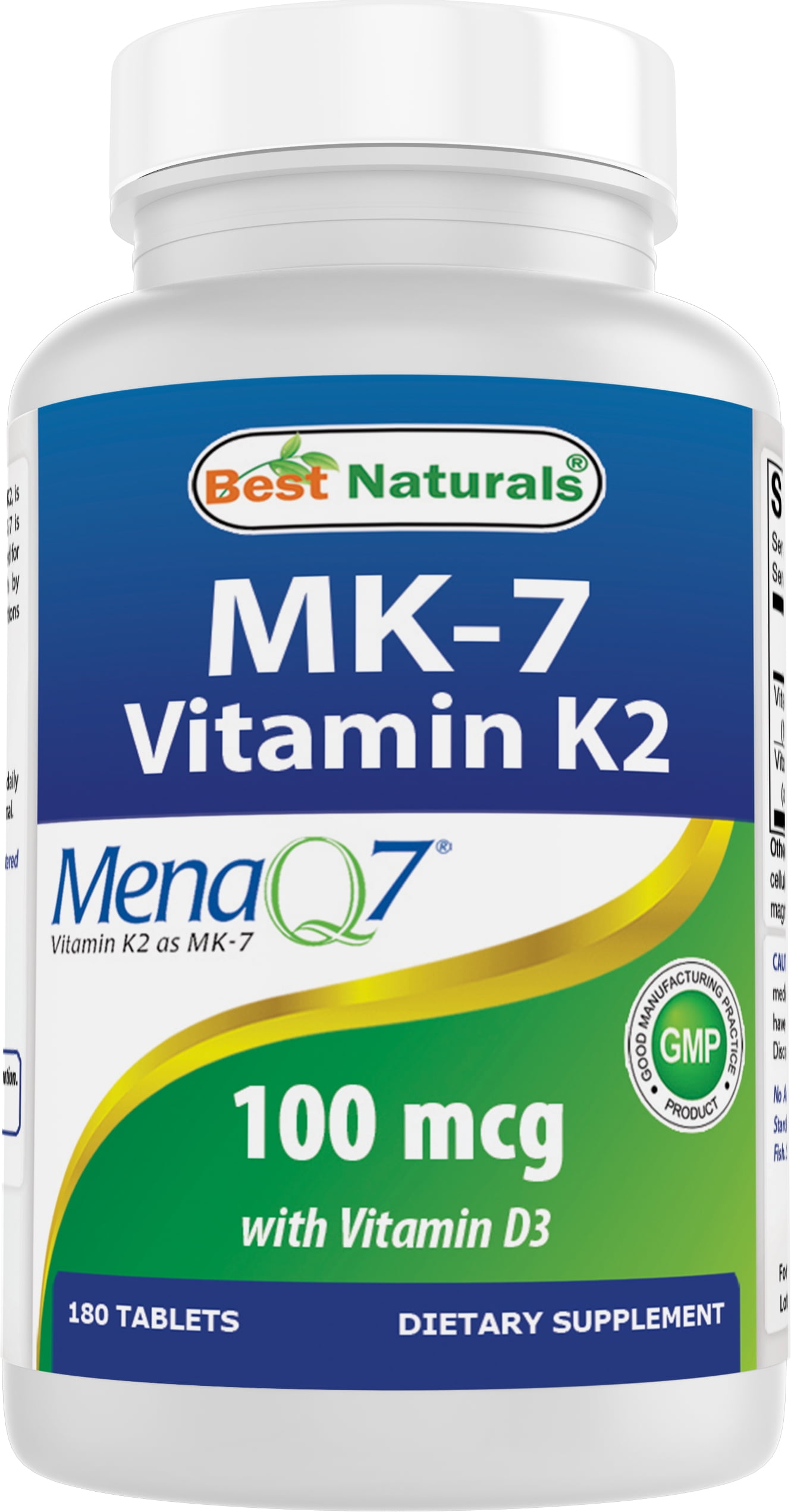 Best Naturals Vitamin D3 with K2 (MK7) 5000 IU Vitamin D3 & 100 mcg