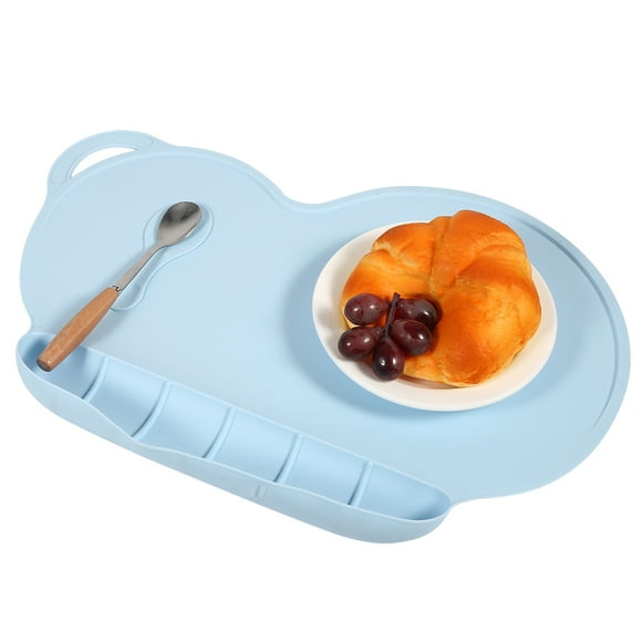 Tapete de silicona para bebé, antideslizante, Impermeable, Plegable, Cena Para Niños, Juego Azul Claro