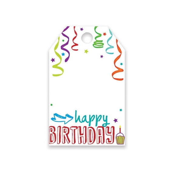 Happy Birthday Gloss Printed Gift Tags, 2-1/4x3-1/2", 50 Pack