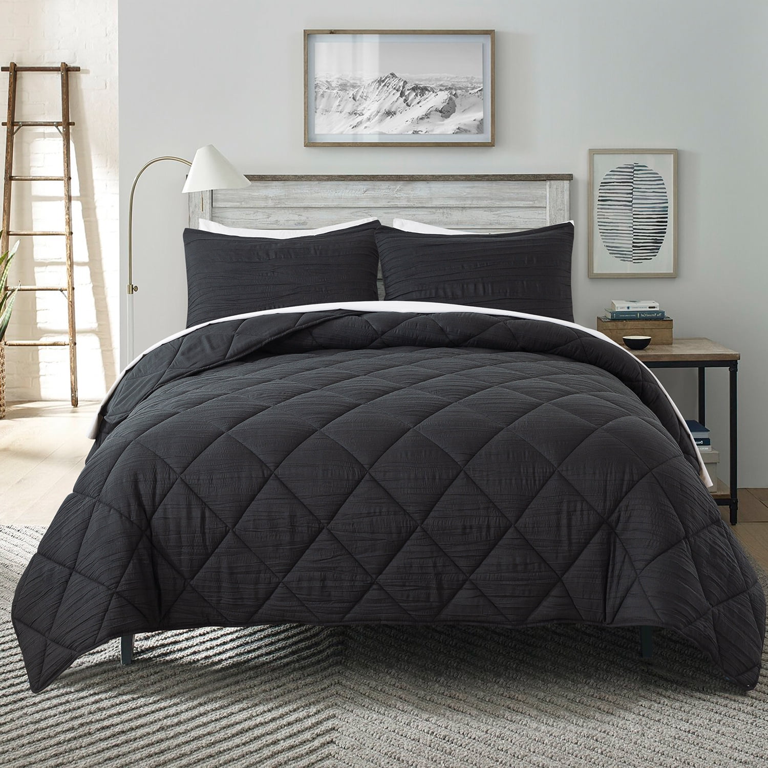 JML 2 Pieces Black Twin Comforter Set, Soft Microfiber Bedding Set With