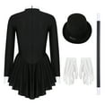 thumbnail image 4 of TiaoBug Women's Long Sleeve Tuxedo Dress with Magic Wand Hat Gloves Magician Performance Costume Black M, 4 of 7