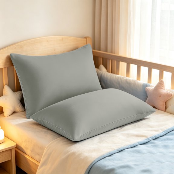 Kelnaro 2 Pieces Brushed Microfiber Toddler Pillowcases with Hidden Zippers, 13x18 Inches, Smoke Gray
