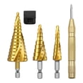 thumbnail image 1 of HSS de brocas escalonadas de sello central automático, Taper Taper Taper Taper Taper Taladro de metal para plástico, , aluminio, DYNWAVEMX taladro escalonado de ranura, 1 of 8