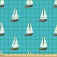 thumbnail image 2 of Ambesonne Nautical Fabric by the Yard Upholstery, Marine Sailing Boat Motifs, 3 Yards, Deep Sky Blue White and Brown, 2 of 5