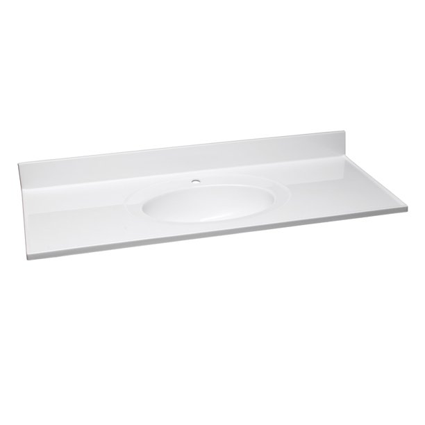 Design House Cultured Marble Single Faucet Hole Vanity Top 49x22, Solid