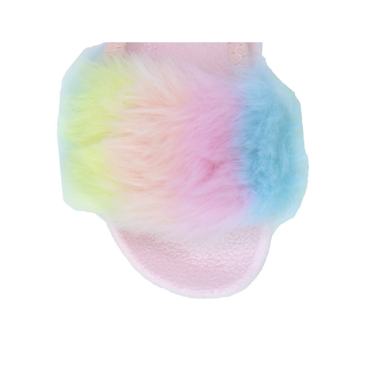 Rainbow fur slide sandals sales