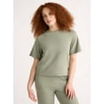 thumbnail image 3 of Joyspun Women's French Terry Short Sleeve Top and Capri Pants Pajama Set, 2-Piece, Sizes XS-3X, 3 of 6