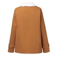 thumbnail image 5 of Fleece Winter Coat for Women Sherpa Lined Warm Plus Size Button Down Lapel Collar Long Sleeve Casual Jacket, 5 of 6