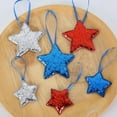 thumbnail image 6 of Luxcidy 6 PCS Patriotic Star Ornaments Memorial Day Hanging Star Ornaments Christmas New Year Labor Day Independence Day Hanging Ornament for Home Party Indoor Outdoor Summer Decor, 6 of 6
