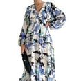 thumbnail image 4 of PENGXIANG Femmes Boho Floral Midi Robe Puff Sleeve V Cou Smocked Robes Longues Flowy Couches Robes d'Été, 4 of 9