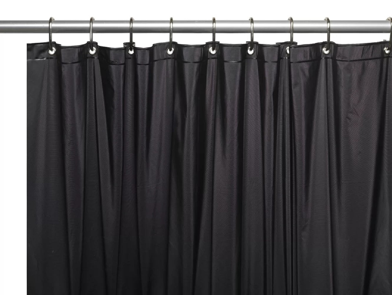 Vinyl Shower Curtain Liner w/ Weighted Magnets and Metal Grommets in Black