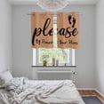 thumbnail image 5 of Footprint Kitchen Curtains Small Short 39 Inch Length, Vintage Brown Black Please Remove Your Shoes Grommet Bedroom Living Room Curtains, Light Filtering Cafe Curtain Drapes 2 Panels Set 55''x39'', 5 of 9