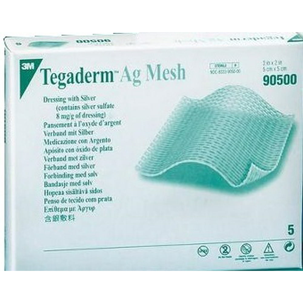3M Tegaderm Ag Mesh Dressing with Silver 2x2, Antimicrobial, Latexfree