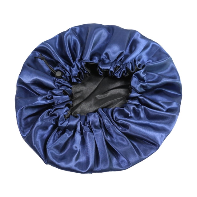 1 Sleeping Cap Bradem Clear Out Deal, Double Layer Double Satin Sleep Cap Adjustable Drawstring Silk Satin Protective Sleep Cap Turban Hair Cap Large, Hair Care Navy, Polyester Hair Care Net