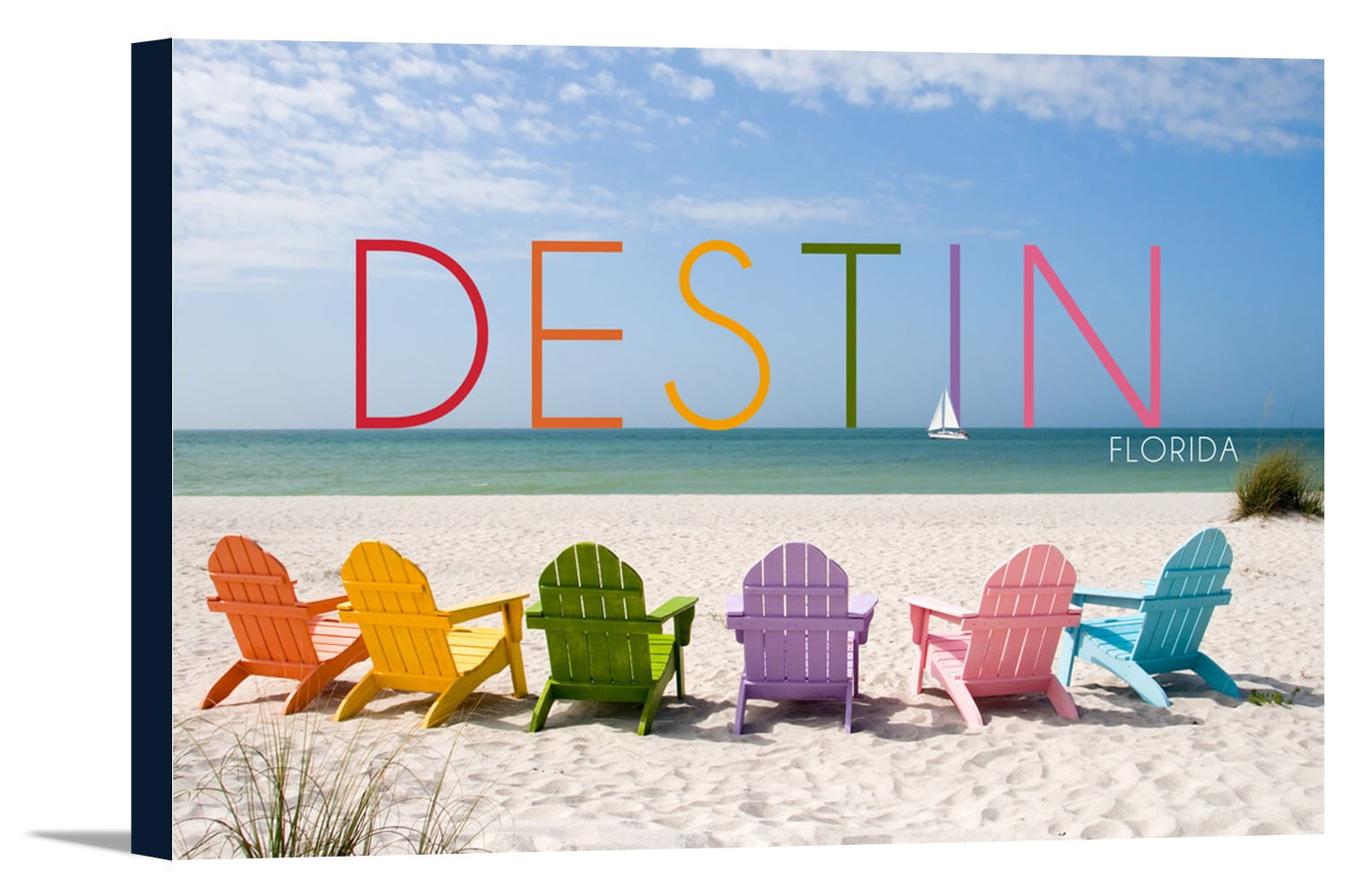 Destin, Florida - Colorful Beach Chairs - Lantern Press Photography (18x12 Gallery Wrapped ...