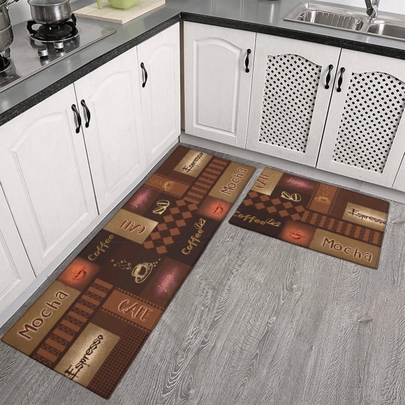 Yellow Lemon Decorative Kitchen Mats Set of 2, Anti Fatigue Waterproof Stain Resistant Floor Rug Non Slip Cushioned Floor Mat - 17x29 and 17x47 Inch